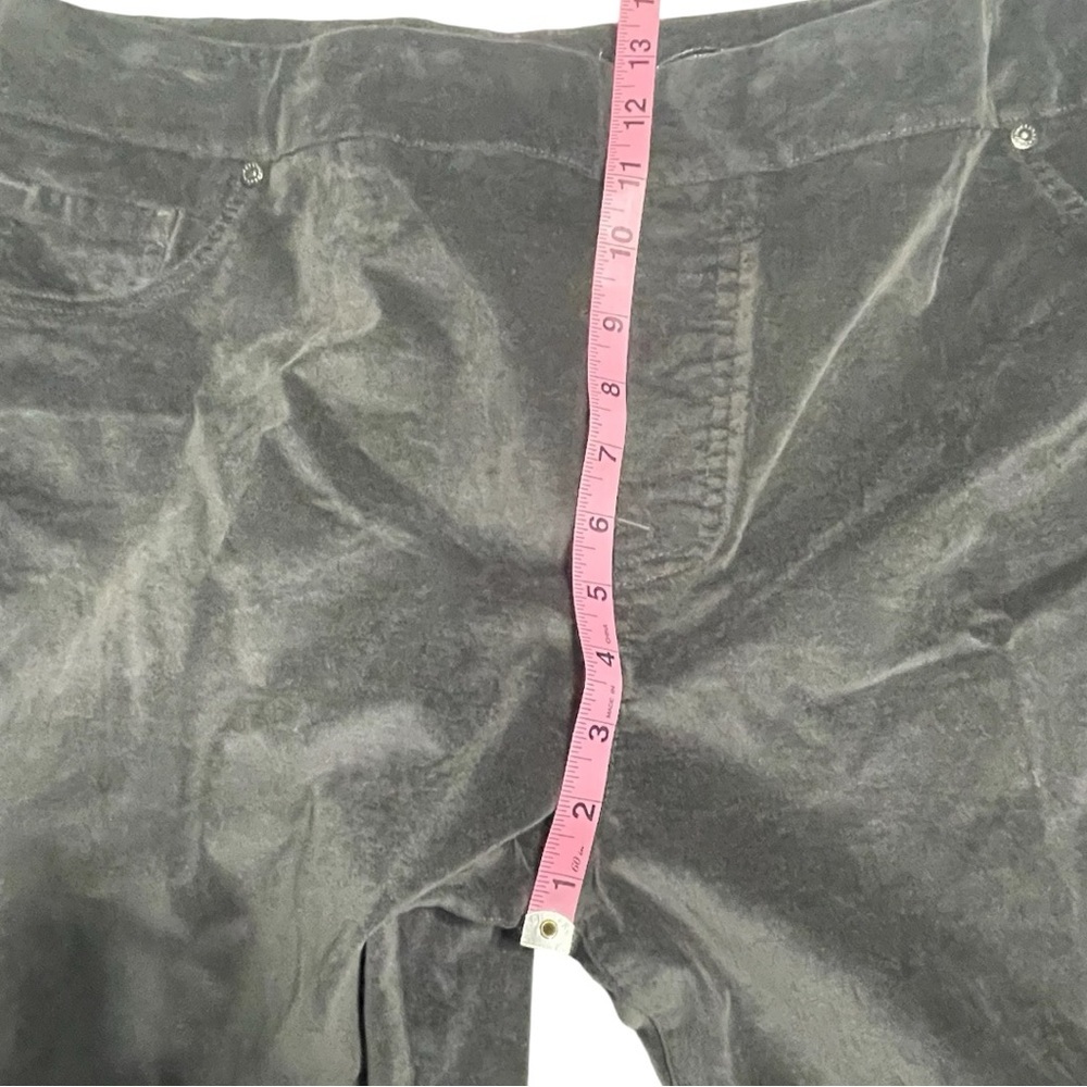 Diane Gilman NWT 2X stretch velvet jeans grey pull on faux fly faux front pocket - Picture 11 of 12